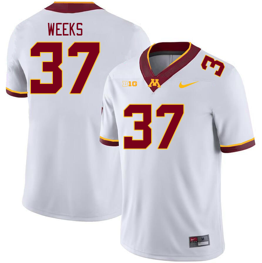 Men #37 Brady Weeks Minnesota Golden Gophers College Football Jerseys Stitched-White - Click Image to Close